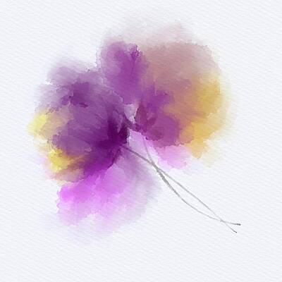Still Life Mixed Media - Watercolor Purple Flowers by Masha Batkova