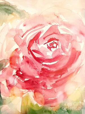 Roses Paintings - Watercolor Rose  by Rose Elaine