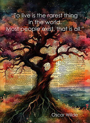 Beach Mixed Media - Watercolor tree and life quote 3 by Mihaela Pater