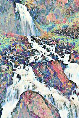 Landscapes Mixed Media Royalty Free Images - Waterfall  Royalty-Free Image by S Jackson