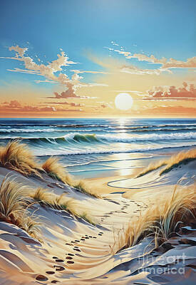 Beach Digital Art - Waves of coastal dune sands by Sen Tinel