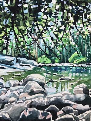 High Heel Paintings - Wawona Swimming Hole by Luisa Millicent