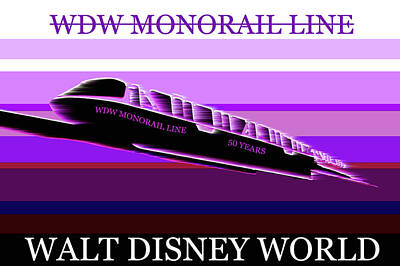 Vintage College Subway Signs Color - WDW monorail 50th year design A by David Lee Thompson