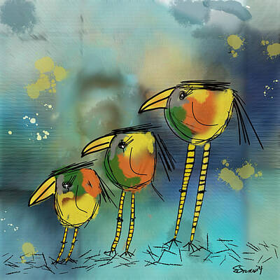 Birds Digital Art Rights Managed Images - We Could Go Back Royalty-Free Image by Elaine Sonne