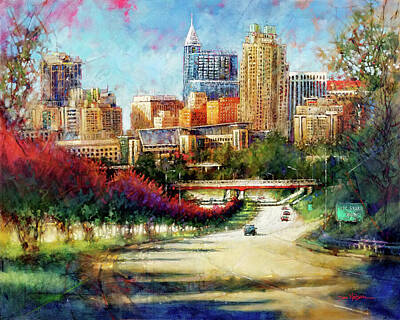 Skylines Painting Rights Managed Images - Welcome to Raleigh Royalty-Free Image by Dan Nelson