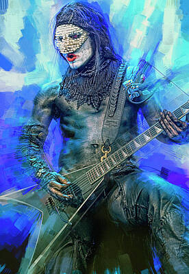 Musician Mixed Media Rights Managed Images - Wes Borland Royalty-Free Image by Mal Bray
