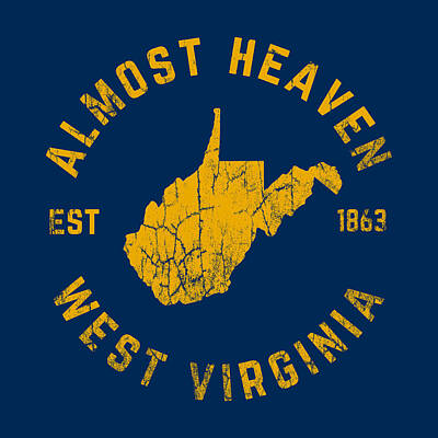 Football Royalty Free Images - West Virginia Almost Heaven State Map WV Vintage Royalty-Free Image by Aaron Geraud
