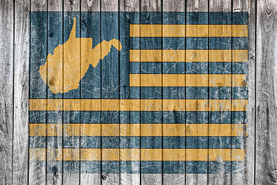 Football Painting Royalty Free Images - West Virginia Flag Barn Wall Vintage Royalty-Free Image by Aaron Geraud