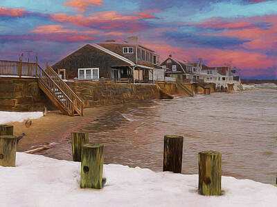 Travel Rights Managed Images - Westbrook Beach in Winter Royalty-Free Image by Carol Lowbeer