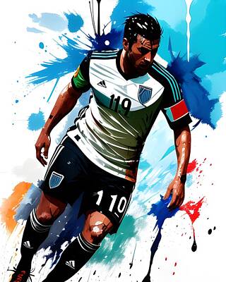 Sports Royalty-Free and Rights-Managed Images - Wet Paint Creates a Striking Image with Soccer Player by Artvizual Premium