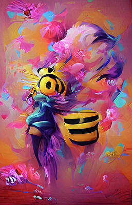 Surrealism Mixed Media - What Would We Do Without Bees Abstract by Georgiana Romanovna