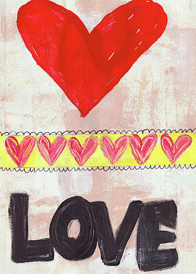 Sarah Yeoman Crow Paintings - Whimsical Love Heart Art by Kathleen Tennant by Kathleen Tennant