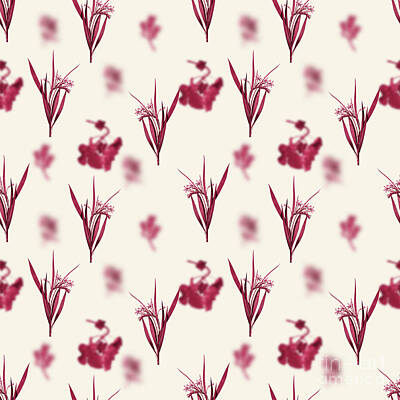 Roses Mixed Media - White Baboon Root Botanical Seamless Pattern in Viva Magenta n.1043 by Holy Rock Design