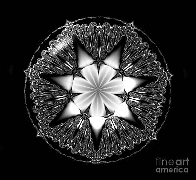 Abstract Flowers Digital Art - White Clematis Flower Under Glass Fractal Abstract by Rose Santuci-Sofranko