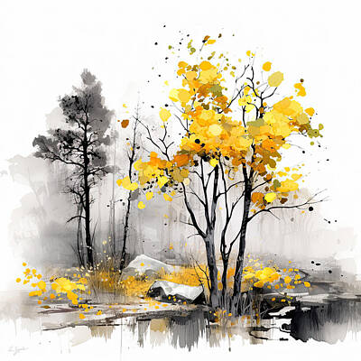 Chinese New Year - White Gray and Yellow Art by Lourry Legarde