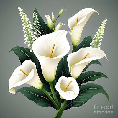 Lilies Digital Art - White lilies by Sen Tinel