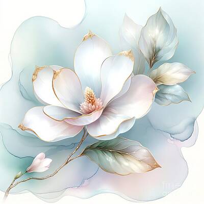Florals Digital Art - White Magnolia by Maria Dryfhout
