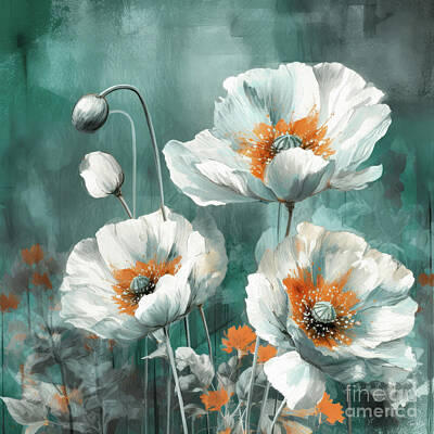 Royalty-Free and Rights-Managed Images - White Poppies by Tina LeCour