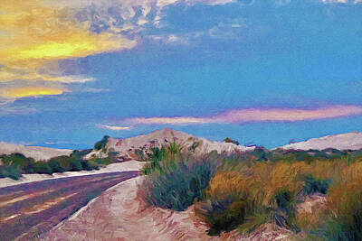 Landscapes Mixed Media - White Sands New Mexico at Dusk Painting by Tatiana Travelways