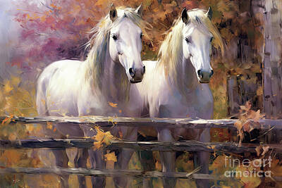 Royalty-Free and Rights-Managed Images - White Stallions by Tina LeCour