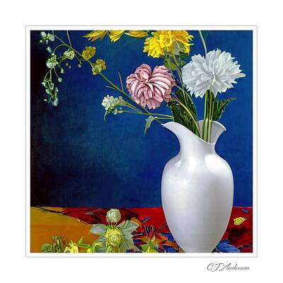 Af Vogue - White Vase Series 1 Mixed Bouquet by CJ Anderson