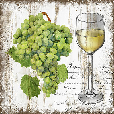 Wine Digital Art Royalty Free Images - White wine Royalty-Free Image by Mihaela Pater