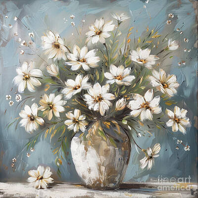 Monets Water Lilies - Wild Daisy Bouquet by Tina LeCour