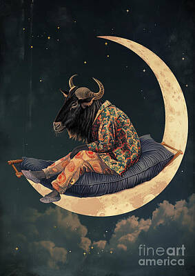 Lipstick Kiss Royalty Free Images - Wildebeest wearing pajamas II and feeling sleepy Royalty-Free Image by Adrien Efren