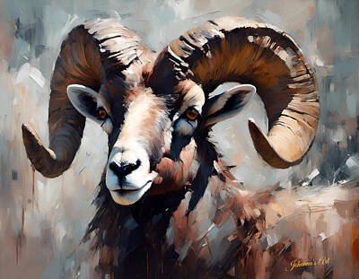 Surrealism Digital Art - Wildlife - Abstracted Surrealism - Bighorn Sheep 2 by Johanna