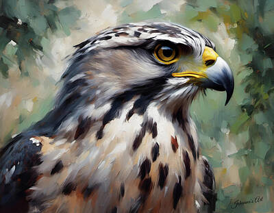 Surrealism Digital Art Rights Managed Images - Wildlife - Abstracted Surrealism - Northern Goshawk 3 Royalty-Free Image by Johanna