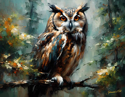 Surrealism Digital Art Rights Managed Images - Wildlife - Abstracted Surrealism - Owl 3 Royalty-Free Image by Johanna