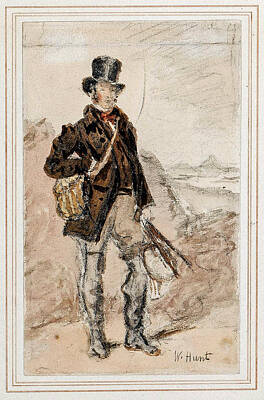 Guitar Patents - William Henry Hunt 1790 1864 British Gamekeeper self portrait of the artist by Artistic Rifki