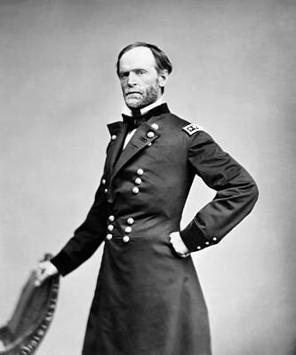 Portraits Photos - William Tecumseh Sherman Standing Portrait by War Is Hell Store