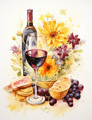 Wine Digital Art - Wine bottle glass red by EML CircusValley