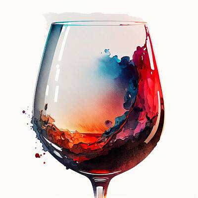 Wine Digital Art Royalty Free Images - Wine Elegance Royalty-Free Image by HusbandWifeArtCo