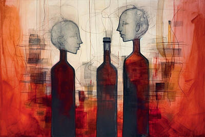 Wine Digital Art Royalty Free Images - Wine For Two Royalty-Free Image by Craig Boehman