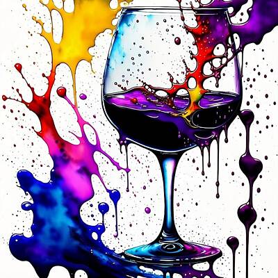 Wine Digital Art Royalty Free Images - Wine Glass Royalty-Free Image by Bliss Of Art