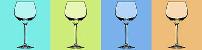 Wine Digital Art - Wine Glasses in a row by Steve Lappe