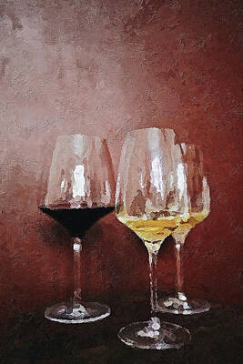 Wine Digital Art Royalty Free Images - Wine glasses on a table Royalty-Free Image by Mark Miglionico