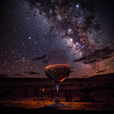 Wine Digital Art Royalty Free Images - Wine Milkyway Royalty-Free Image by HusbandWifeArtCo