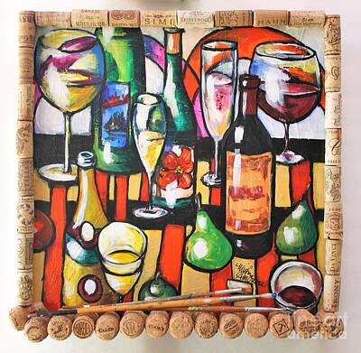 Wine Paintings - Wine Receipts ala Cork by Misha Ambrosia