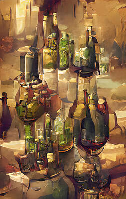 Wine Digital Art - Wine Wine Wine from the Steampunk Wine Machine AI by Floyd Snyder