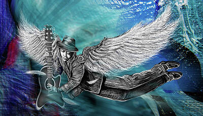 Musicians Mixed Media Royalty Free Images - Winged Guitarist Royalty-Free Image by Doug LaRue