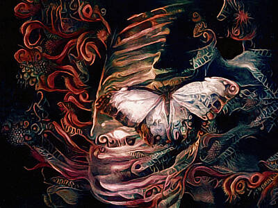 Surrealism Digital Art Rights Managed Images - Wings of the Night Royalty-Free Image by Susan Maxwell Schmidt