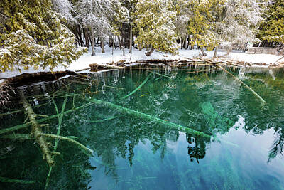 Circle Abstracts - Winter at Kitch-iti-kipi Springs in Northern Michigan by Craig Sterken