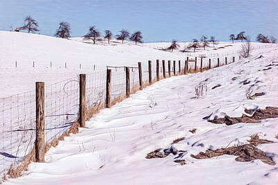Featured Tapestry Designs Rights Managed Images - Winter Fence Line Royalty-Free Image by Jim Love
