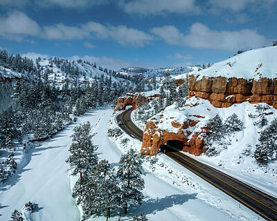 Mountain Rights Managed Images - Winter In Red Canyon - Aerial Royalty-Free Image by Alex Mironyuk