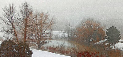 Ira Marcus Royalty-Free and Rights-Managed Images - Winter Pond in Fog by Ira Marcus