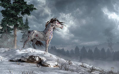 Recently Sold - Animals Digital Art Rights Managed Images - Winter War Horse Royalty-Free Image by Daniel Eskridge