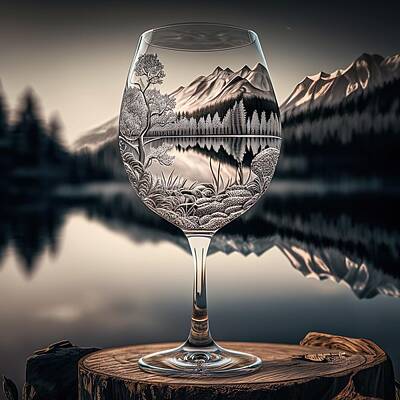 Wine Digital Art Royalty Free Images - Winter Wonder Royalty-Free Image by HusbandWifeArtCo